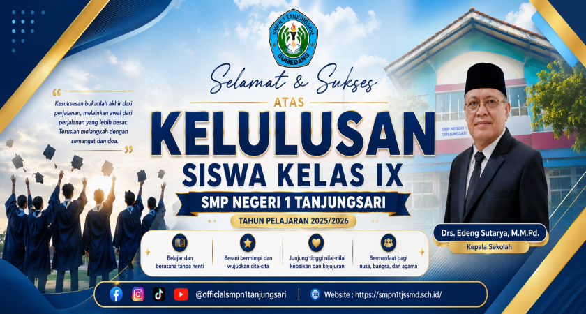 SMP NEGERI 1 TANJUNGSARI UMUMKAN KELULUSAN SISWA KELAS IX TAHUN PELAJARAN 2025/2026