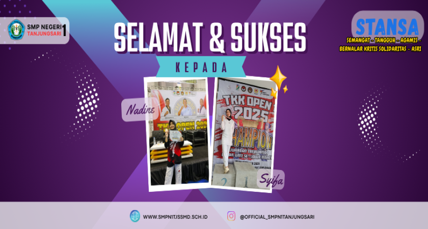 Dua Siswi SMPN 1 Tanjungsari Raih Prestasi di Ajang Taekwondo TKK Open 1 2025 Tingkat Jawa Barat